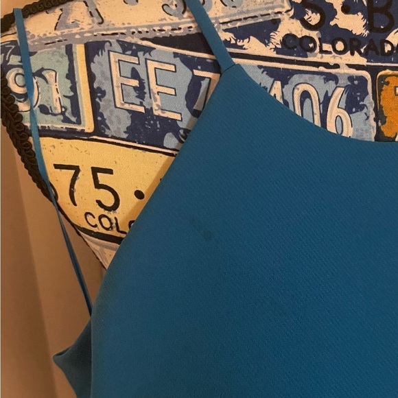 Carmen Marc Valvo Infusion Cascading Ruffle Halter Mermaid Evening Gown Peacock - Picture 10 of 12